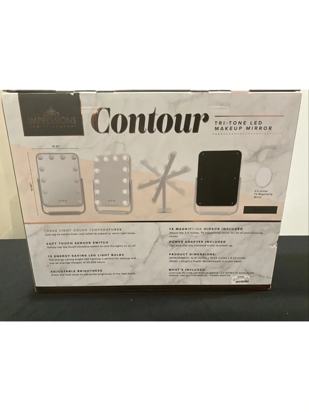 Impressions Contour Tri-Tone LED Makeup Mirror - White